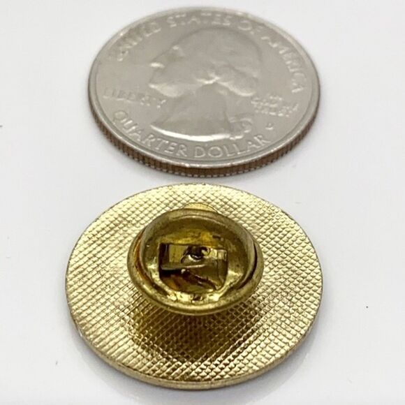 Vintage Fire dept lapel pin 80's red black & gold hat pin jacket vest pin - Picture 3 of 3